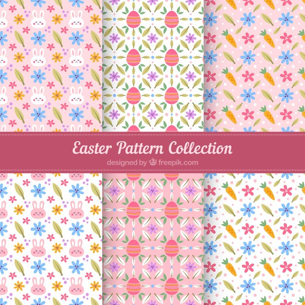 Colección plana de patrones de pascua