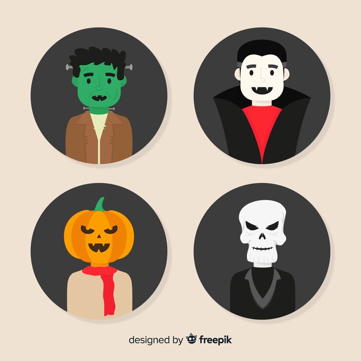 Vector gratuito colección plana de personajes de halloween