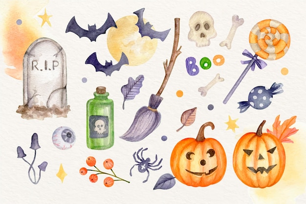 Vector gratuito colección plana de personajes de halloween