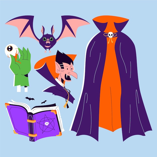 Vector gratuito colección plana de personajes de halloween