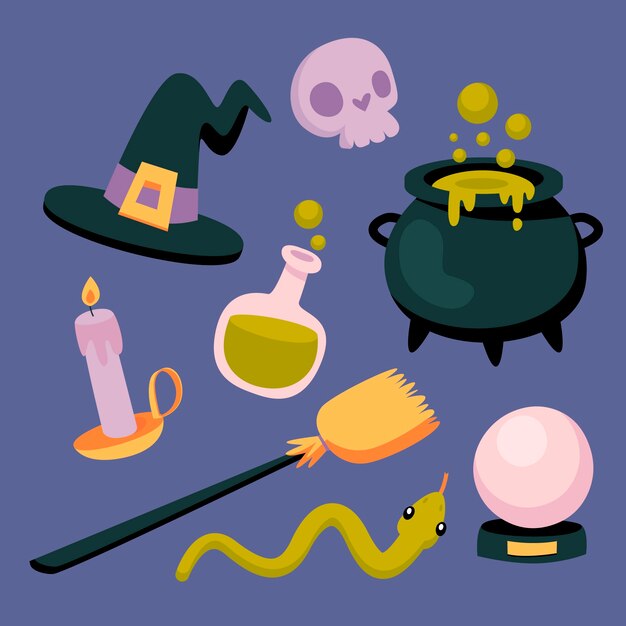 Colección plana de personajes de halloween
