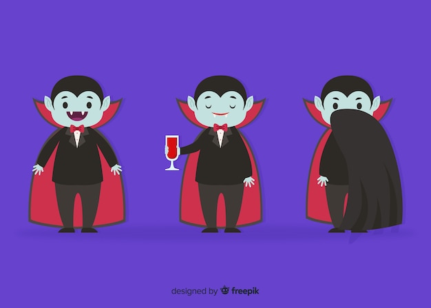 Vector gratuito colección plana de personajes infantiles vampiros