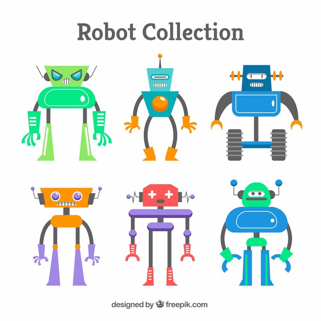 Colección plana de personajes de robot