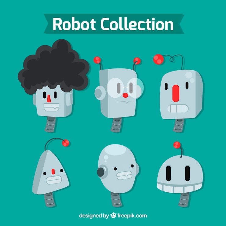 Vector gratuito colección plana de personajes de robot