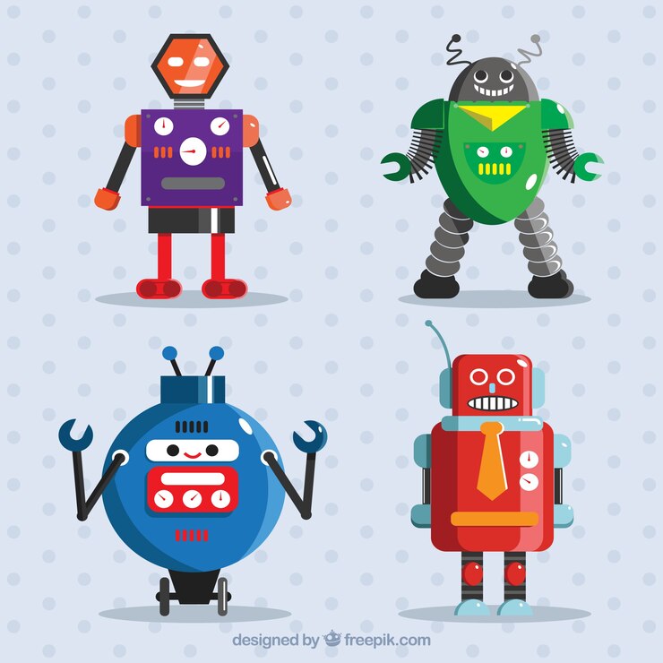 Vector gratuito colección plana de personajes de robot