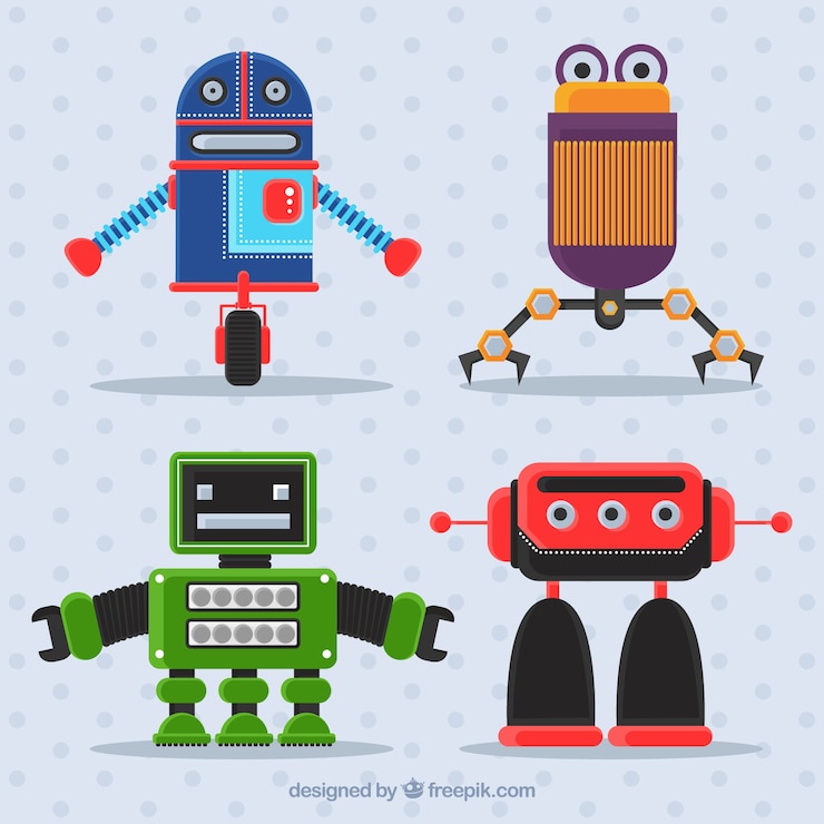 Vector gratuito colección plana de personajes de robot
