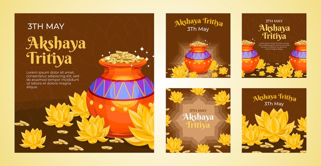 Colección plana de publicaciones de instagram de akshaya tritiya
