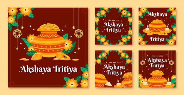 Colección plana de publicaciones de instagram de akshaya tritiya