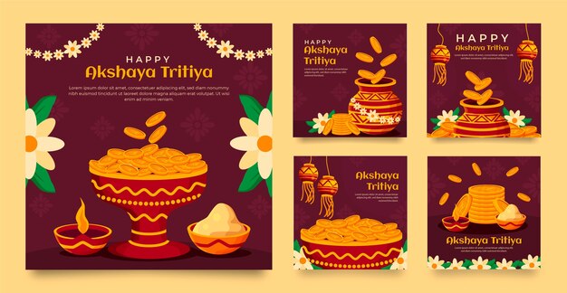 Colección plana de publicaciones de instagram de akshaya tritiya