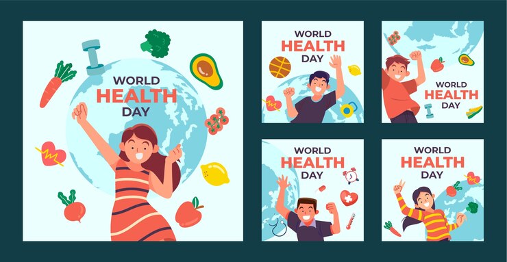 Vector gratuito colección plana de publicaciones de instagram para la celebración del día mundial de la salud