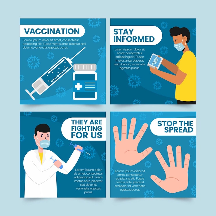 Vector gratuito colección plana de publicaciones de instagram de coronavirus