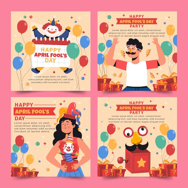 Colección plana de publicaciones de instagram del día de los inocentes