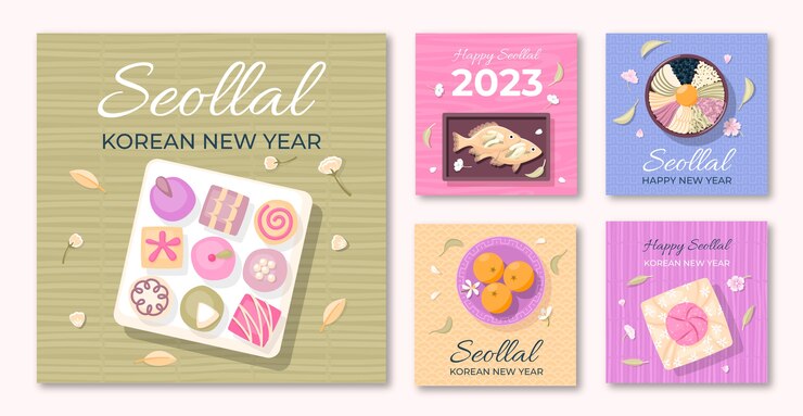 Vector gratuito colección plana de publicaciones de instagram para el festival seollal