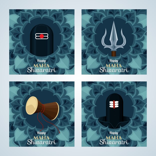 Colección plana de publicaciones de instagram de maha shivaratri
