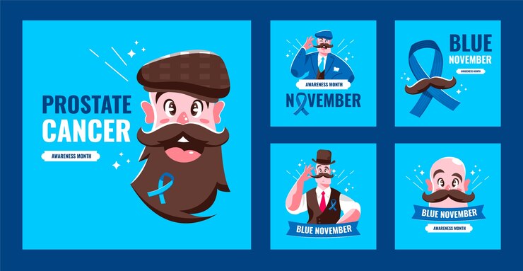 Vector gratuito colección plana de publicaciones de instagram de noviembre azul