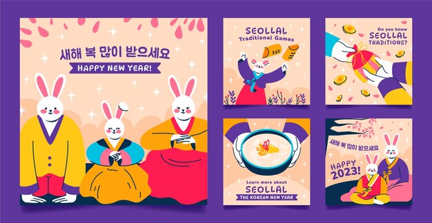 Colección plana de publicaciones de instagram de seollal