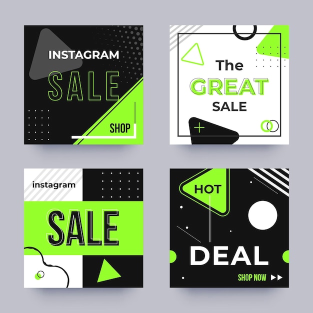 Colección plana de publicaciones de venta de instagram