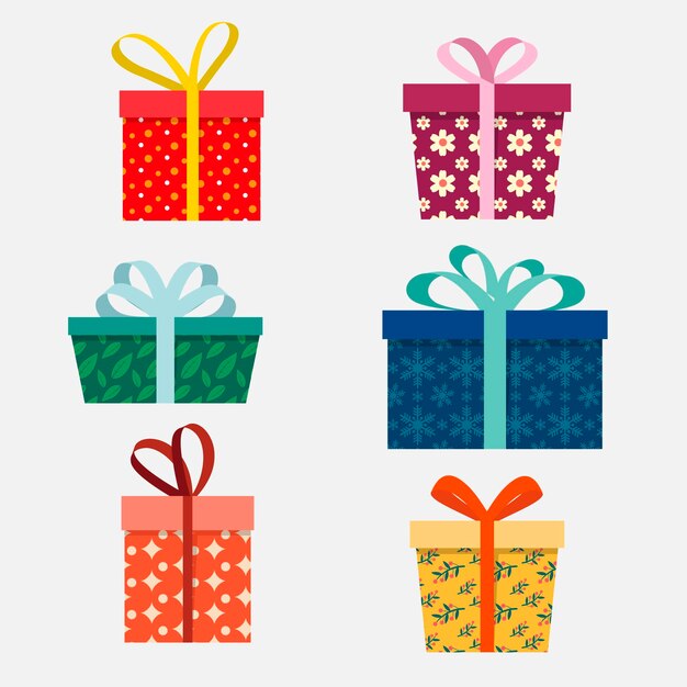 Colección plana de regalos de navidad