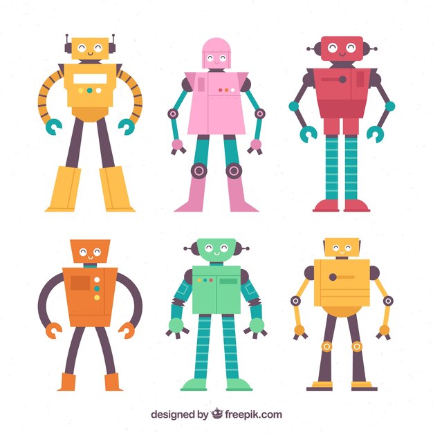 Colección plana de robots 
