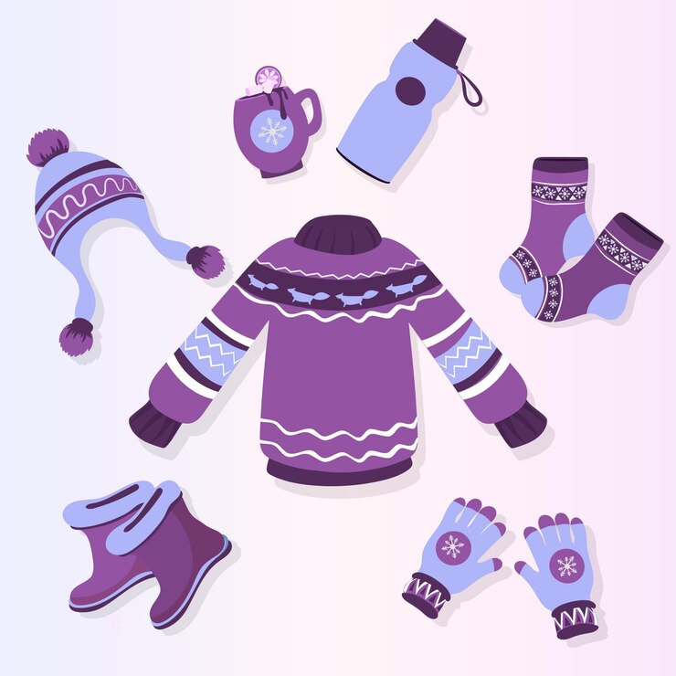 Vector gratuito colección plana de ropa de invierno y básicos