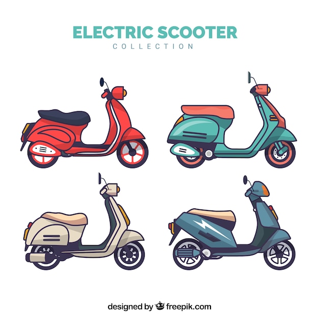 Vector gratuito colección plana de scooter eléctrica