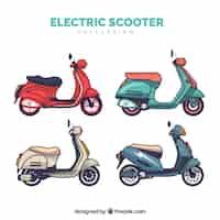 Vector gratuito colección plana de scooter eléctrica