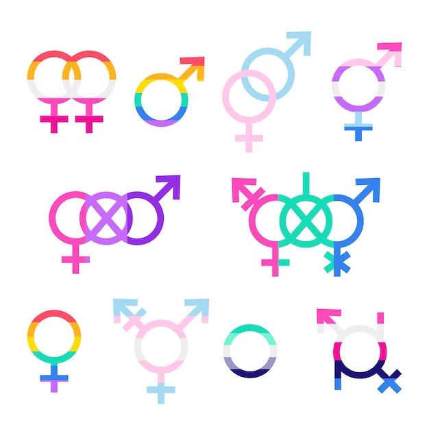 Colección plana de símbolos lgbt del mes del orgullo