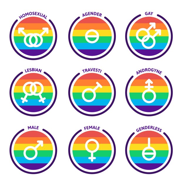 Colección plana de símbolos lgbt del mes del orgullo