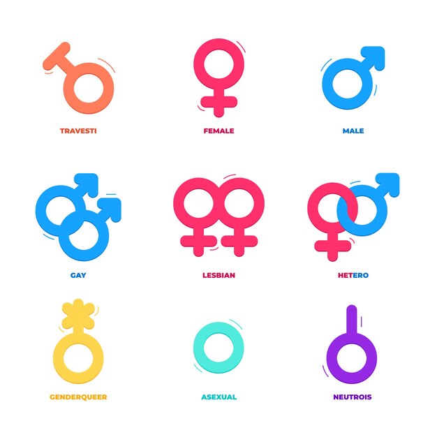 Colección plana de símbolos lgbt del mes del orgullo