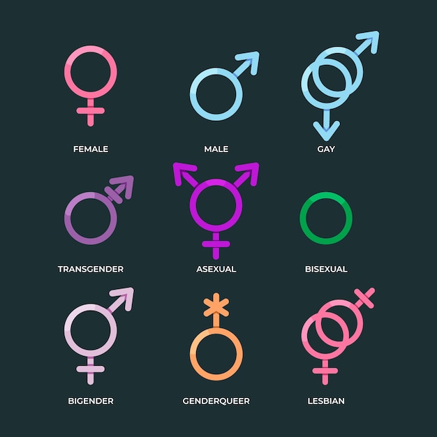 Colección plana de símbolos del mes del orgullo lgbt