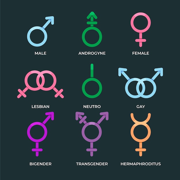 Colección plana de símbolos del mes del orgullo lgbt