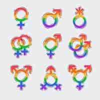 Vector gratuito colección plana de símbolos del mes del orgullo lgbt