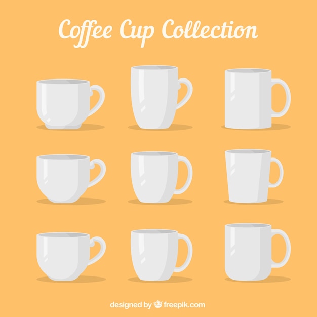 Colección plana de tazas de café