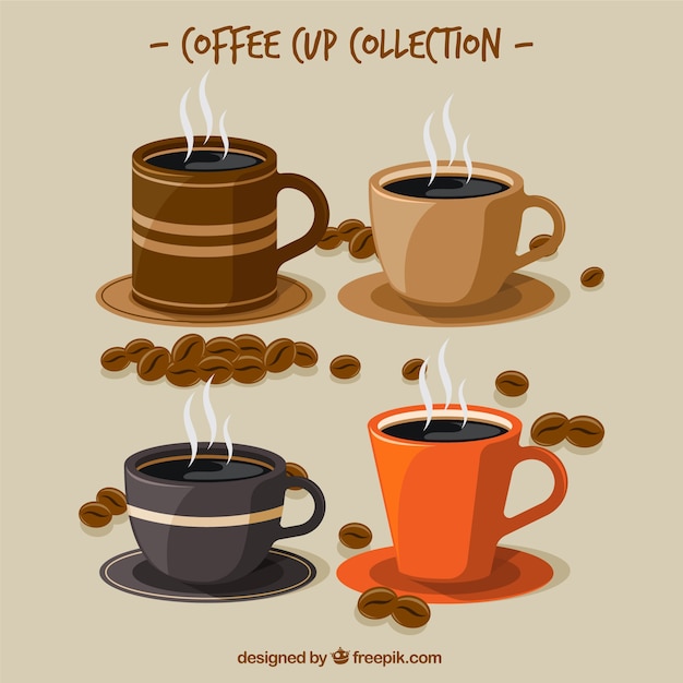 Vector gratuito colección plana de tazas de café