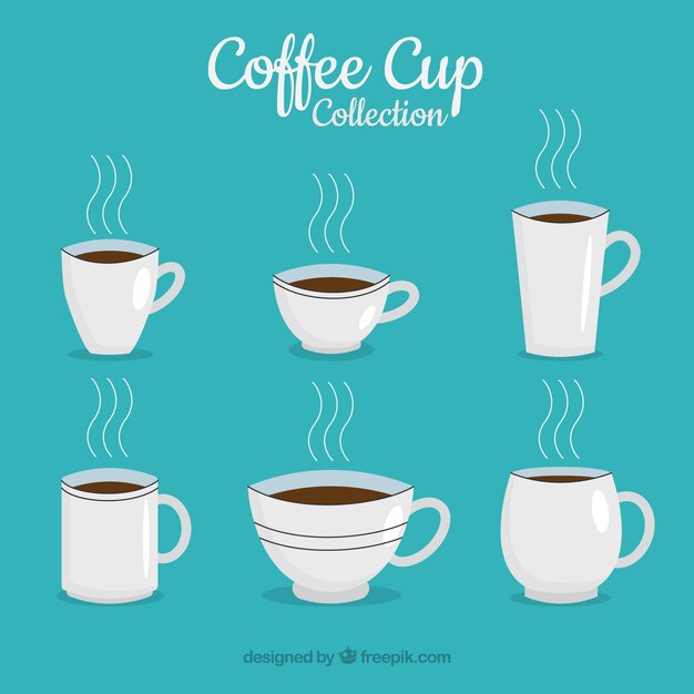 Colección plana de tazas de café
