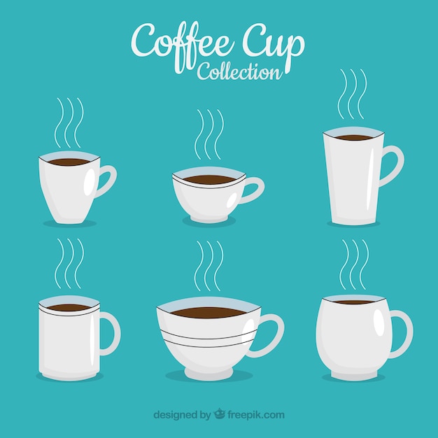Colección plana de tazas de café