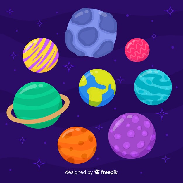 Colección planeta dibujado a mano