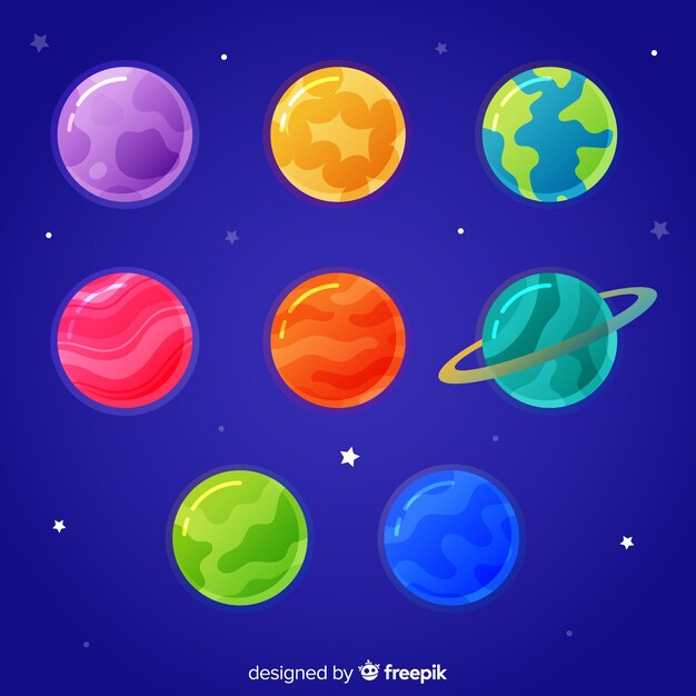 Colección de planetas dibujados a mano