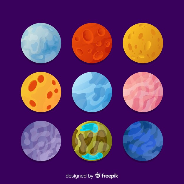 Colección de planetas de diseño plano