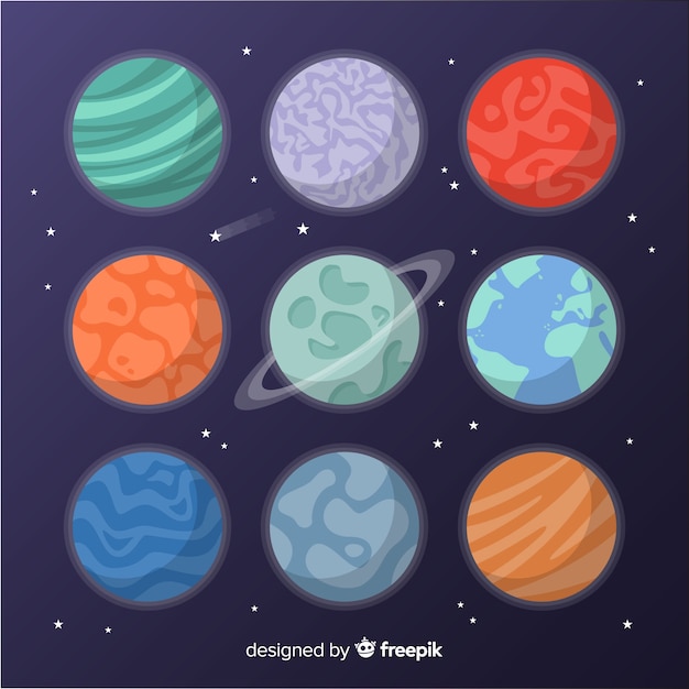 Colección de planetas de diseño plano