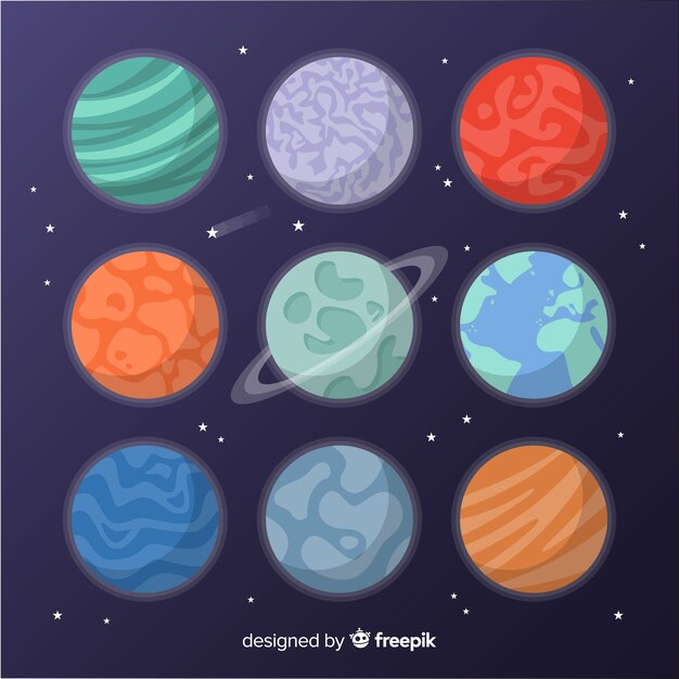 Colección de planetas de diseño plano