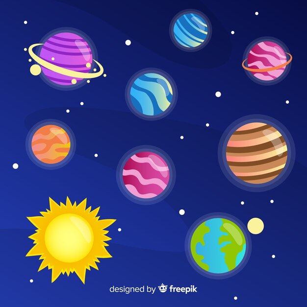 Colección de planetas de diseño plano