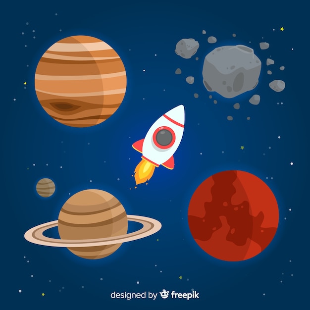 Vector gratuito colección de planetas de diseño plano