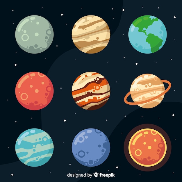 Colección de planetas de diseño plano