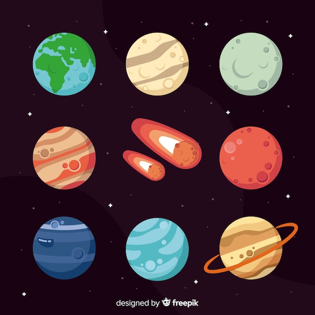 Colección de planetas de diseño plano