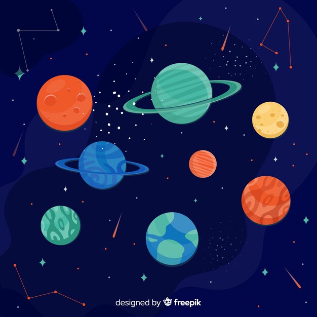 Colección de planetas de diseño plano