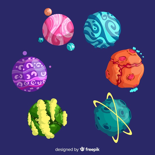 Vector gratuito colección de planetas de diseño plano