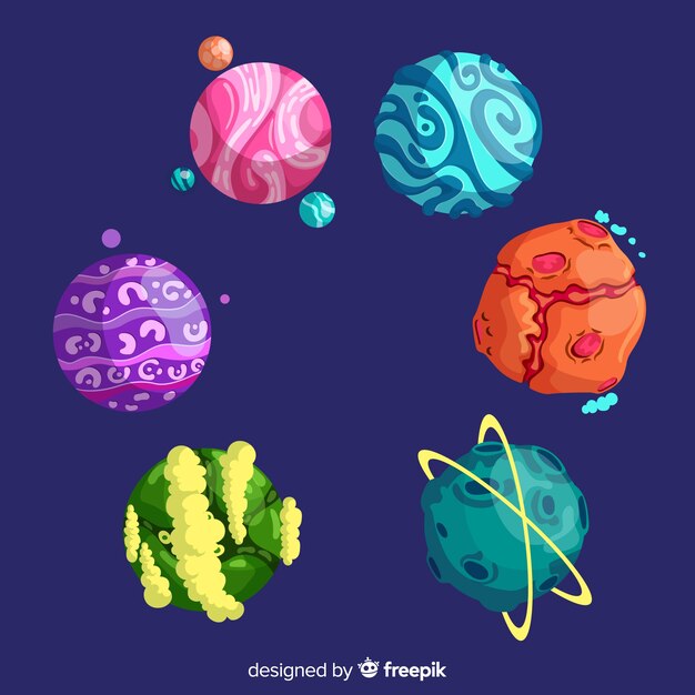 Colección de planetas de diseño plano