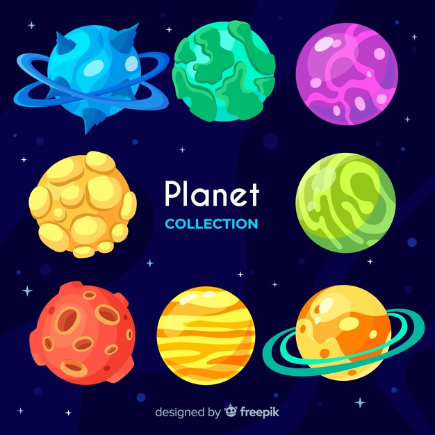 Colección de planetas de diseño plano