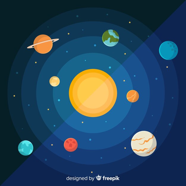 Colección de planetas de diseño plano